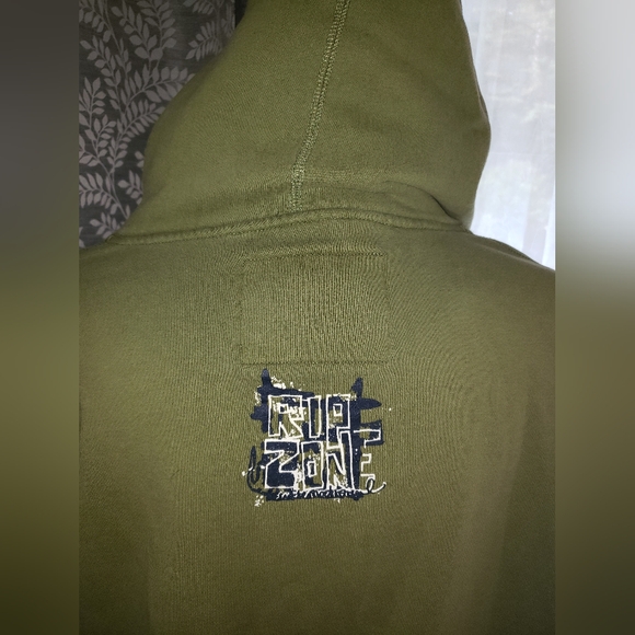 Men's Rip Zone Army Green Full Zip Hoodie - XL - Used Good Condition - Picture 2 of 6